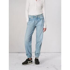 Rag & Bone Miramar Faux Jeans Sweatpant Wide Leg XXL Kacy Wash NEW